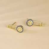 Paper Clip with Blue Zircon Silver Drop Earrings for Women